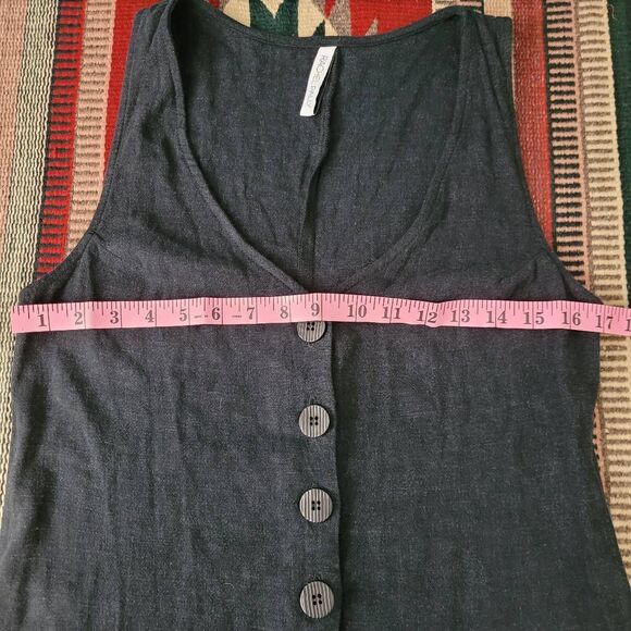 Rachel Palley Linen Rayon Jumpsuit Sz L Button Front Sleeveless Ankle Wide Leg - Picture 8 of 13